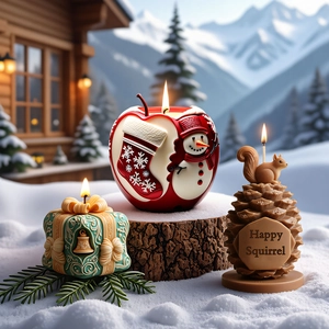 Weihnachts Silikon Kerzenformen 3D DIY Aromatherapie Handgefertigt Ornament Weihnachtsmann Apfel Kiefernzapfen Geschenkbox Form