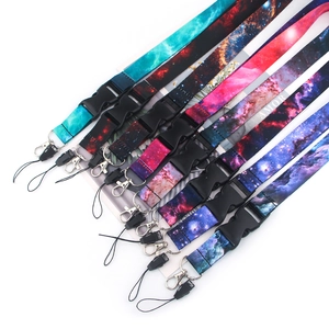 Various galaxy star patterns on polyester lanyards with metal hooks and buckle clips