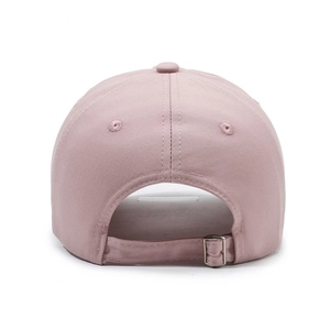 Dusty pink minimalist baseball cap with a silver metal adjustable buckle on the back