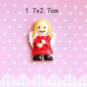 Flat back cartoon angel resin charm for DIY hair clips and crafts, 1.7x2.7cm size