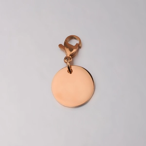 Polished rose gold round stainless steel pendant with lobster clasp for jewelry DIY