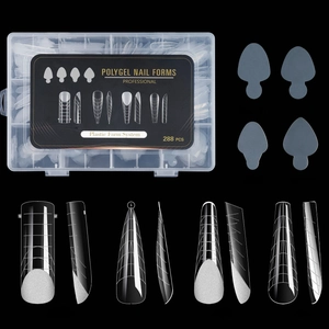 Detailed set of 288 crystal polygel nail forms in various shapes and sizes