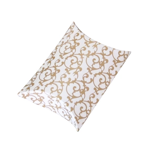 White and gold floral pillow candy box for European weddings and gift packaging