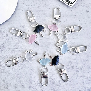 Cute lightning cloud keychain set in pink blue black and white with metal lobster clasps