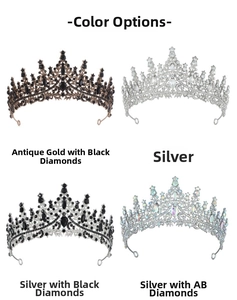 Detail of luxury bridal crowns in vintage gold and silver with sparkling rhinestones