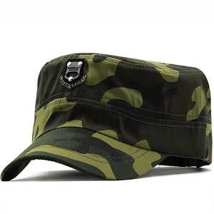 Camouflage Cadet Hat Cotton Canvas Military Cap Flat Top Adjustable Sun Shield For Men Women