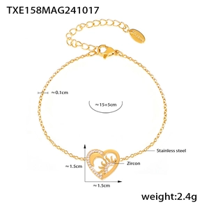 Spécifications de taille pour le bracelet cœur soleil lune en zircon doré