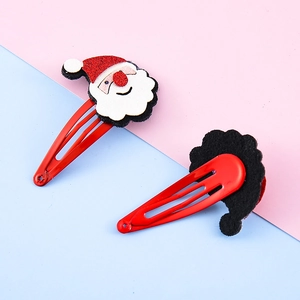 Set di fermagli per capelli natalizi con Babbo Natale e mollette in metallo rosso