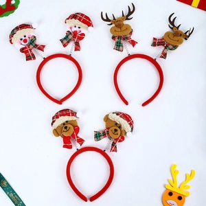 Lot de 3 serre-têtes de Noël avec bonhomme de neige, élan et ours en peluche à carreaux