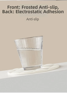 Macro detail of white silicone coaster with wavy texture and anti-slip surface