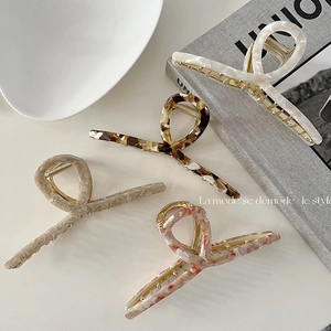 Large Elegant Marble Pattern Acetate Hair Claw Clip French Style Tortoise Shell Shark Clip Hair Accessory For Women