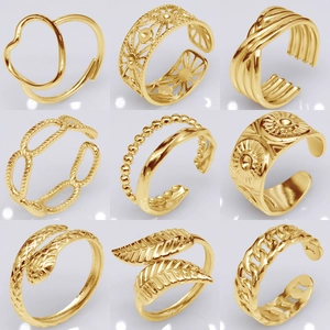 Retro Stainless Steel Open Adjustable Ring Titanium Steel Fashion Jewelry For Women Men