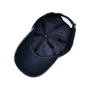 Cappellino da baseball in cotone lavato blu navy con fascia e fibbia in metallo