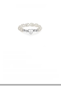 Detailed specs of S925 silver heart baroque pearl ring with adjustable elastic band