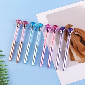 Luxury Large Diamond Ballpoint Pen Metal Barrel Shiny Crystal Filled Decorative Writing Tool For Office School Gift