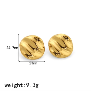 Polished 18k gold plated stainless steel wave earrings with irregular circular design