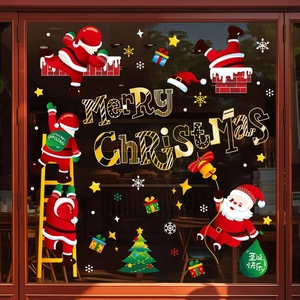 Stickers de Noël Père Noël et sapin pour décoration festive de vitrines et fenêtres en verre