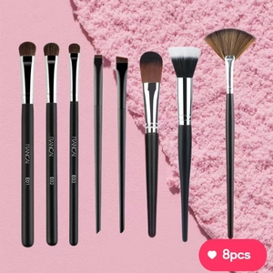 Pinceaux Maquillage Professionnels Poils De Poney Fibre Synthétique Manche En Bois Ombre À Paupières Fond De Teint
