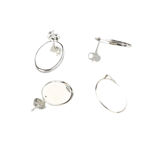 Silver teardrop earring bases with 13x18mm stainless steel posts for DIY jewelry making