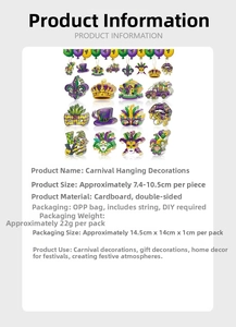 Double-sided Mardi Gras party hanging ornaments in purple gold green with DIY ropes
