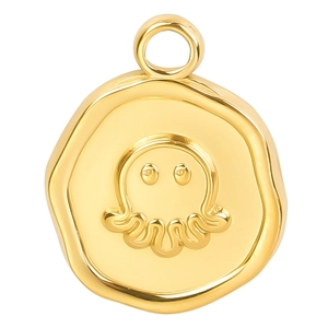 Golden stainless steel octopus pendant necklace accessory in 18k vacuum plating finish