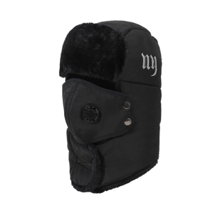 Winter thermal trapper hat with face mask and fleece lining for cold weather protection