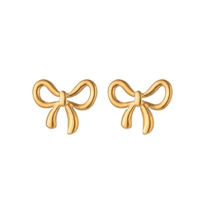 Boucles d'oreilles nœud dorées élégantes pour femmes au design minimaliste en acier titane