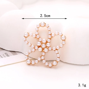 Breloque fleur dorée avec perles blanches pour accessoires DIY, taille 2,5cm et poids 3,1g