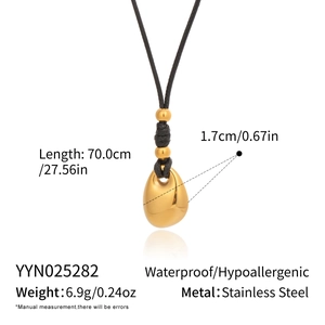 Dimensions du collier goutte d'eau en acier inoxydable avec cordon noir et étanchéité