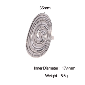 Detail view of 36mm oval spiral ring showing 17.4mm inner diameter and 5.5g weight