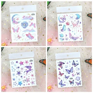 Waterproof glitter butterfly and starry dream series temporary tattoo stickers set