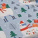 Close-up of Nordic Christmas tablecloth with alpaca and Happy Holidays print pattern