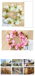 Detailed view of elegant white and pink artificial flower garlands for wedding home decor
