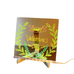 LED illuminated acrylic note board with stand and happy valentines day text