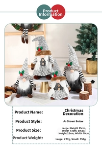 Close-up of handmade Swedish Christmas gnome gnomes with knit caps and plush white beards
