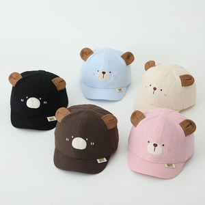 Casquette De Baseball En Coton Enfants Broderie Oreilles Ours Mignonne Chapeau Soleil Bord Court Respirant Couvre-chef Extérieur