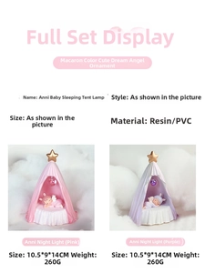 Detail showing dimensions of Annie Baby sleeping tent night light in pink and purple