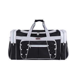 Large capacity black and grey waterproof travel bag made of durable oxford fabric