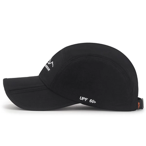 Black outdoor quick-dry foldable sun hat with UPF 50+ sun protection for men and women