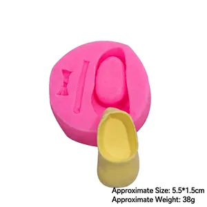 Pink silicone baby shoe fondant mold for baking cake decoration 5.5x1.5cm silicone mold