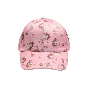 Kids pink unicorn baseball cap with cute cartoon patterns for outdoor sun protection