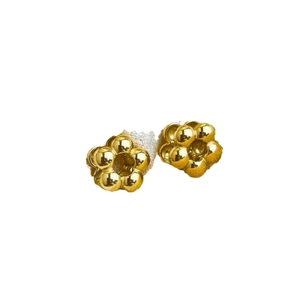 Orecchini placcati oro 18 carati con elegante design floreale a sei petali in 3D