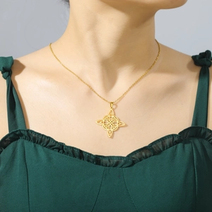 Elegant gold Celtic Witch's Knot necklace for women made of durable stainless steel