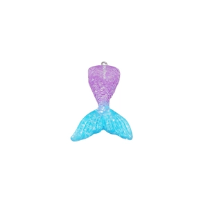 Macro detail of gradient purple and blue mermaid tail pendant with glitter and jump ring