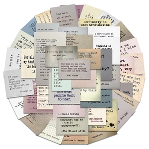 Close-up of vintage literary quote stickers featuring classic poetry and famous authors