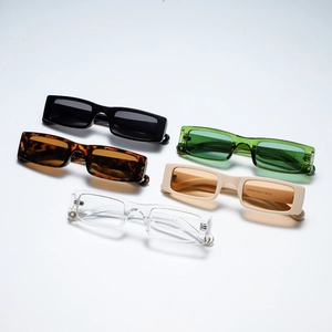 Retro square small frame sunglasses in multiple colors for a vintage hip-hop street look
