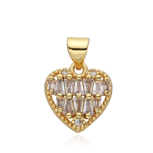Elegant gold heart pendant necklace featuring rectangular cubic zirconia insets