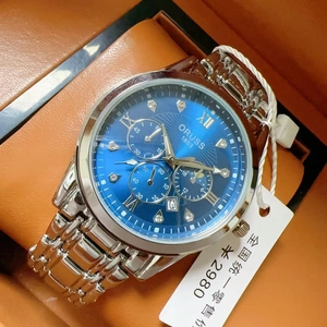 Detailed macro view of high-end waterproof quartz watch with luminous hands and date