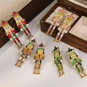 Nutcracker soldier earrings with colorful enamel and pearls in various vibrant styles
