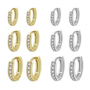 Hoop Earrings Copper Micro Pave Zirconia Huggie Circle Tiny Minimalist Jewelry For Women Elegant Sparkling Accessories